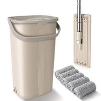 Floor Cleaning Mop, Hand-Free Flat Mop Bucket Home Lazy Mopping Wood Floor Tile Rotating Wet and Dry Dual-use Absorbent Mop for Bedroom Living Room Kitchen