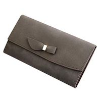 Pinleg Women Long Style Fashion Bow Stitching Multi-Card Coin Purse Card Holder Bag Wristlet Clutch Wallet Organizer Ladies Clutch (Dark Gray)