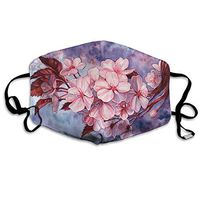 Anti Allergy Dust Mouth Cover, Earloop Half Face Cover for Women Men, Ski Running Face and Nose Cover with Adjustable Elastic Band - Watercolor Sakura Blossom Japanese, Comfort Fit