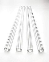 Thetrazspot Crystal clear straight glass straw set of 4 with cleaning brush 9.5mm x 8 inch
