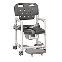 IPU ELT817 P FRSB Elite Shower Chair Commode with Footrest and Safety Belt for use Over existing Toilet, Bedside, and in The Shower (Gray)