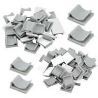 XLX 100PCS 2 Values Self Adhesive Cable Clips Tie Mount Bases Wire Cord Management Tubing Sleeve Conduit Adjustable Wire Holder Set for Home Office Garage (Grey)