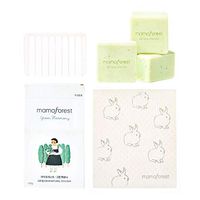 Mamaforest Non-Irritant, Skin Soothing, Eco-Friendly, Zero Waste, Plastic Free Dishwash Soap Bar with Coconut Oil, Argan Oil, Sugar & Salt | Natural Dish Bar (Pack of 3) w/Silicone Tray, Dishcloth