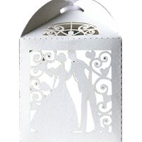 Pixnor 50pcs Hollow Bride and Groom Style Party Wedding Favor Ribbon Candy Boxes Gift Box