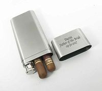 Set of 10 Bulk Discount -Groomsmen Gifts-Personalized Engraved Custom Stainless Steel Cigar Case, Tube & Flask Free Engraving