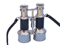 SHAHIN Antique Brass Binocular Black &White Leather Box Telescope Color Victorian Marine 1915 with Leather Cove