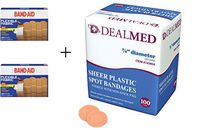 2 Boxes of Flexible Fabric Adhesive Bandages, 1" x 3", 100 per Box + 1 Box of Dealmed Adhesive Bandages, Spot, Sheer, 7/8", 100/Bx…