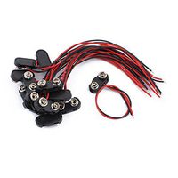 uxcell 14pcs 15cm Wire Faux Leather 9V Block Battery Clips Buckles Black Red