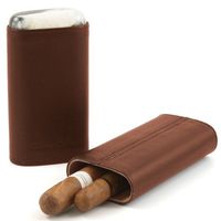 Andre Garcia Horn Collection Cognac Brown Leather Cigar Case with Buffalo Horn Accent
