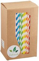 Biodegradable Paper Straws by EcoFriendly in Assorted colors - Bulk Paper Straws for Juices, Shakes, Smoothies, Party Supplies Decorations (300, Paper Straw)