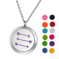SG Aromatherapy Essential Oil Diffuser Necklace Stainless Steel Arrow Pendant Locket with 12 Refill Pads (Arrow)