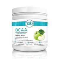 TRU BCAA, Plant Based Branched Chain Amino Acids, Vegan Friendly, Zero Calories, No artificials sweeteners or Dyes, Improve Fat Loss, 30 Servings, Green Apple