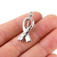 5pc Pearl Cage Silver Dog Paw AIDS HIV AWARENESS Ribbon Pendant 3011MM Gifts Prom Woman Beautiful Bright Cute Stylish For gift Simple Elegant Jewerly Women