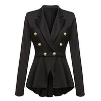 Gillberry Women Coat, Women's Long Sleeve Blazer Ruffles Button Casual Jacket Coat Outwear (Black, XL)