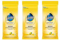 Pledge Multisurface Furniture Polish Wipes, Works on Wood, Granite, and Leather, Cleans and Protects, Lemon (24 Total Wipes) (Тhrее Pаck)