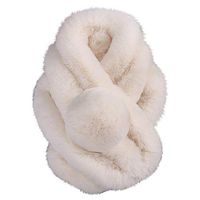 Theoylos Women's Winter Warm Scarf Fashion Thicken Faux Fur Scarves Ladies Soft Comfort Scarves Plush Shawl Wraps White