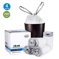 Plasticplace 4 Gallon Trash Bags │ 0.7 Mil │ Drawstring White Garbage Can Liners │ 17" x 16" (200 Count)