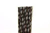 Black French Damask Paper Straws (75)