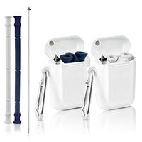 Estefanlo Reusable Silicone Collapsible Straws, Reusable Foldable Drinking Straws,Food-Grade Silicone Straws,Portable Set with Case and Cleaning Brush for Travel,Household,Outdoor (Dark Blue&Gray)