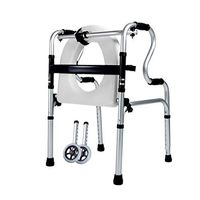 Rolling Walkers Walker Elderly Help Can Sit Light Folding Walker Aluminum Alloy Anti-Slip Anti-Fall Elderly Auxiliary Rehabilitation Equipment (Color : Silver, Size : 565176cm)