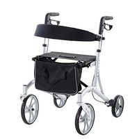HOMCOM Adjustable Folding Aluminum Rollator/Walker with Dual Braking System, All Terrain PVC Tire Wheels, and Storage Bag