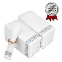 Fete Decorative Hand Towels, silver flower 200pcs Disposable Linen-Feel Guest Towelettes – Formal Dinner, Anniversary, and Wedding Napkins for Tables, Guestrooms, and Restrooms - 8.5x 4-Inches Folded,