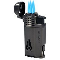 Lotus Defiant Quad Pinpoint Lighter w/ Cigar Punch - Dark Gun Matte & Dark Gun Satin