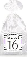 Sweet 16th Birthday On Black Dotted Party Favor Bags with Ties - 12pack