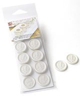 FLEUR DE LIS WHITE SELF-ADHESIVE FAUX WAX SEALS