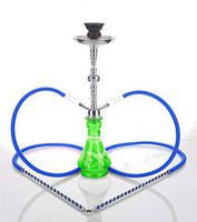 2 hose 21" Nablus Green Hookah Shisha Nargila water glass vase pipes smoke sale
