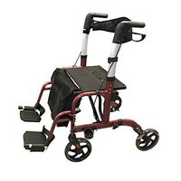 Hitkey Aluminium Rollator & Transit Wheelchair with Shopping Bag,Height Adjustable, Lightweight Transport Chair with Locking Hand Brakes 8" Wheels, Removable & Flip Up Arms for Easy Transfer