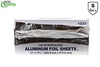 Premium Pre Cut Aluminum Pop up Sheets 12 x 10-3/4 inches (1000 Count) - Great for Restaurants, Lunch, Takeout, Togo, Sandwiches, Catering, Kitchen, Grill, Stove, Baking, BBQ, Disposable (5 Box's)