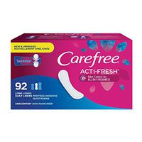 Carefree Acti-Fresh Thin Panty Liners, Soft and Flexible Feminine Care Protection, Long, 92 Count