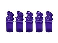 12 pc Pack of 8 Dram Squeeze PoP Top USA Certified Child Resistant One Piece Plastic Container (Violet - Transparent)