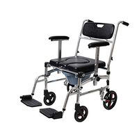 LBSX Wheelchairs Lightweight Transport Adult Folding Wheelchair with Handbrakes Elderly Toilet Chair Mobile Toilet Stool Folding Aluminum Shower Chair
