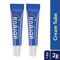 Abreva Docosanol Cold Sore Treatment 10% Cream Tube, Only FDA Approved Treatment for Cold Sore and Fever Blister, 2g Tube (Pack of 2)