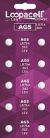 LOOPACELL 10 Pack AG5 LR754 393 SR48 1.5 Volt Alkaline Cell Watch Batteries