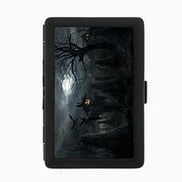 Perfection In Style Black Color Metal Cigarette Case Vintage Halloween Design 008