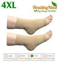 HealthyNees Extra Wide Ankle Big Feet 20-30 mmHg Compression Swelling Foot Pain Circulation Plus Size Sock Open Toe Sleeve (Beige, Wide Ankle 4XL)