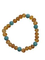 UMAI Raw Baltic Amber + Blue Quartz Adult Bracelet - Natural Pain Relief - Anti-Inflammatory - for Men and Women
