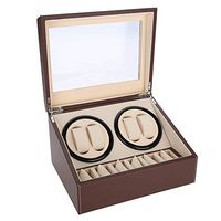 Automatic Watches Winder, Watch Winder for 4 Automatic Watches + 6 Grids Watch Storage Case Quiet Motor (Brown)