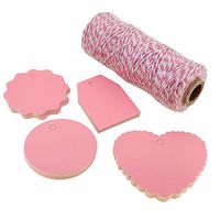 Pink Paper Gift / Price Tags with Cotton Twine for Gift Wrapping Packaging, Set of 48 (Mix)