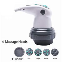 4-in-1 Hand-held Massager, Electric Massager Anti-Fat Heating Deep Kneading Tissue Massage Muscles 4 Massage Head and Neck Shoulder Back Waist Abdomen