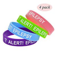 Lyndong 4 Pack Epilepsy Alert Bracelet Silicone Medical ID Wristbands for Kids 7in (Epilepsy)
