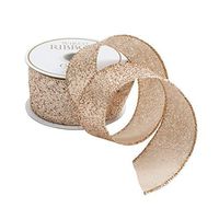 Caspari 1.5 Inch Wide Champagne Glitter Ribbon - 15 Foot Spool