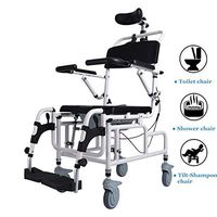 Nurth Tilt-in-Space Reclining Shower/Toilet Commode Chair, with Padded Seat, Back, Armrests. Care 4-in-1 Multifunction Chair, Flip-up Arm and Foot Rests, Commode Pail and Adjustable Headrest