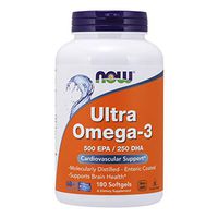 NOW Supplements, Ultra Omega-3 Molecularly Distilled and Enteric Coated, 180 Softgels