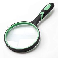 Large Magnifying Glass 5X Handheld Reading Magnifier for Seniors & Kids - 100MM 4INCHES Real Glass Magnifying Lens for Book Newspaper Reading, Insect and Hobby Observation, Classroom Science (Green)