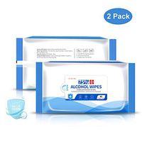 Alcohol Wipes Sanitizer,Large 75% Alcohol Detergent Wet Wipes 7.9" x 6.3" Disposable Sterilization Disinfection Soft Wipes for All Purpose Cleaning Daily Disinfecting Use,2 Pack 80 Wipes