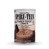 NaturesPlus SPIRU-TEIN Shake - Double Fudge Crunch - 1.1 lbs, Spirulina Protein Powder - Plant Based Meal Replacement, Vitamins & Minerals for Energy - Vegetarian - 15 Servings